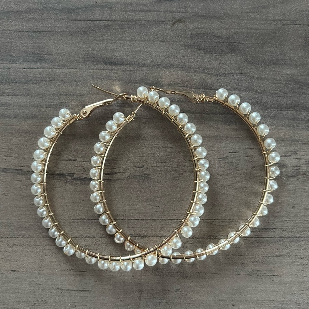 Pearl Hoop Earrings
